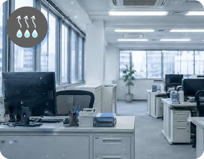 エアコンの風による肌やのどの乾燥、ほこりの舞い上がりが気になる...