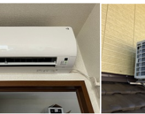 2階のお部屋、室外機が屋根置きタイプのエアコンを交換。（ダイキンEシリーズ）