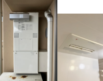 マンションベランダ設置型のエコジョーズ＆浴室暖房乾燥機交換事例